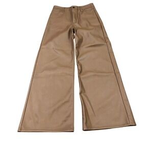Joe's Jeans Wide Leg Pants Womens 26 Caramel Brown Faux Leather High Rise